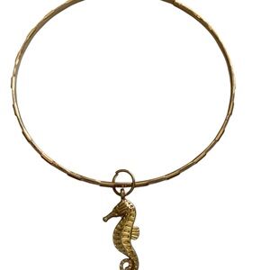 Gold Tone Seahorse Charm Bracelet